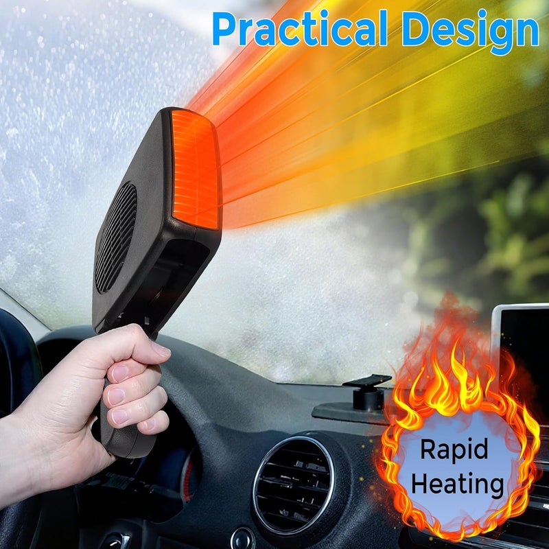 Ouffun 200W Portable Car Heater, 12 Volt Heaters for Cars, Auto Vehicle Windshield Defogger Defroster,2 in 1 Fast Heating & Cooling, Auto Ceramic Heaters Fan 360 Degree Rotary Defroster Defogger - Image 4